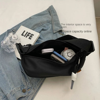 Female Canvas Shoulder Bag Spring Summer Dumpling Trendy Casual Sports Broadband Crossbody