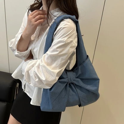 Bowknot Denim Shoulder Bag – Women's Casual Handbag