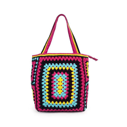 Bohemian Paisley Crochet Women Shoulder Bags Knitting Large Tote Bag Casual Lady Handbags Big