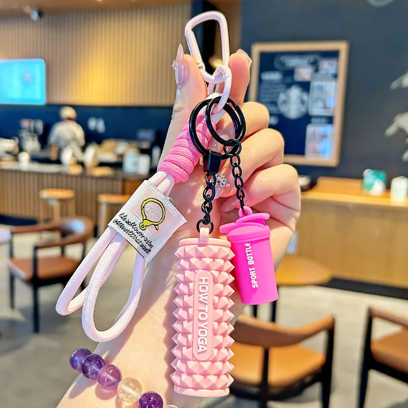 Gym Fitness Keychain Set – Dumbbell, Weight Plate & Shaker Charm