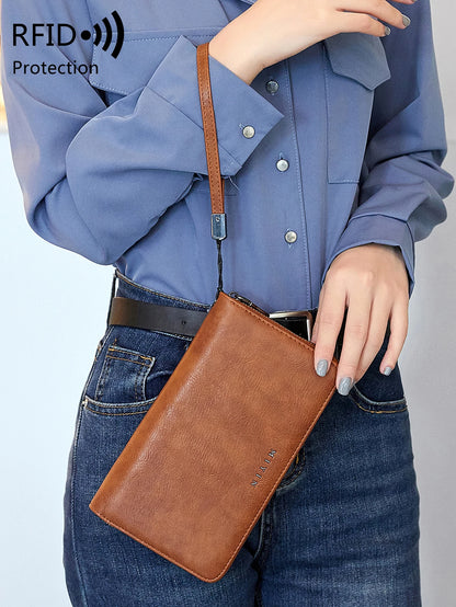 RFID Blocking Women's Long Clutch Wallet – Zip Wristlet Purse