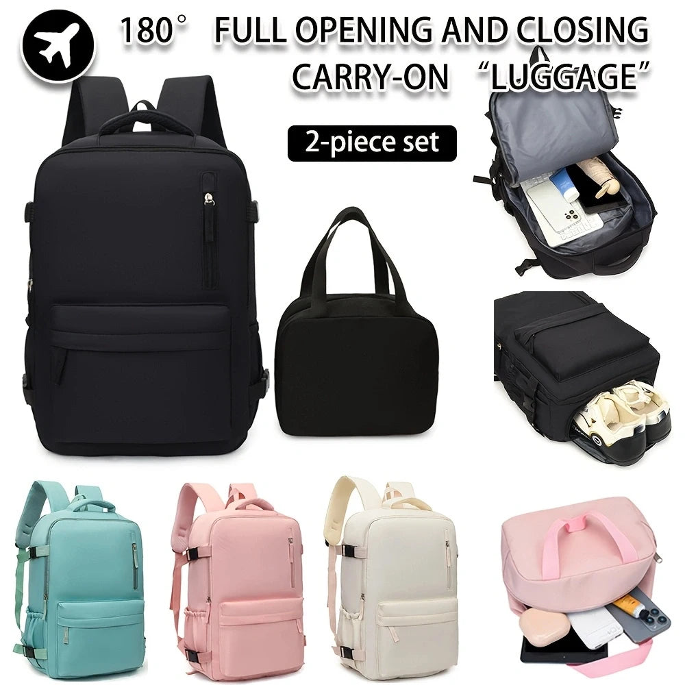 Travel Backpack Set 2-Piece with Shoe Compartment & Mini Handbag