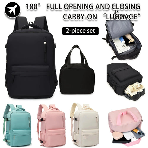 Travel Backpack Set 2-Piece with Shoe Compartment & Mini Handbag