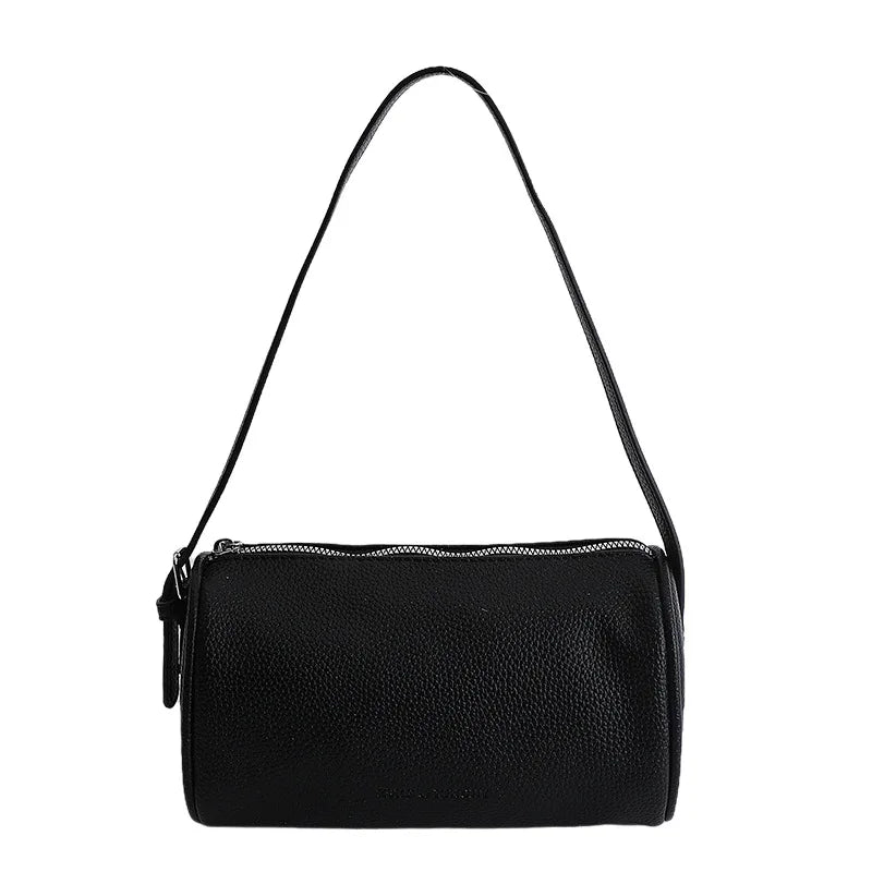 Cylindrical Shoulder Bag – Minimalist Leather Handbag for Women