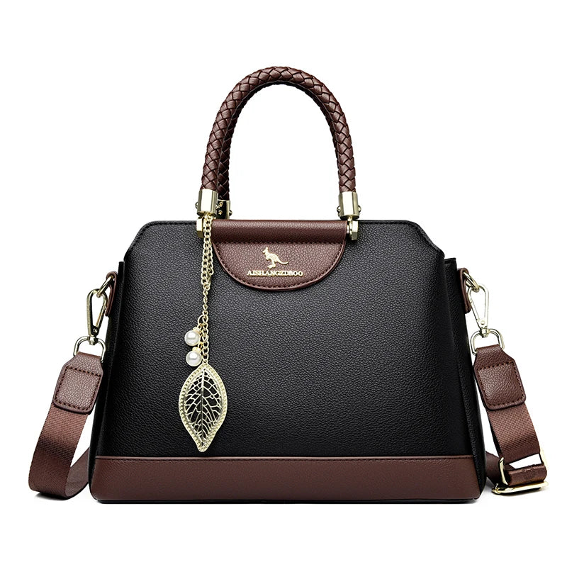 Luxury PU Leather Crossbody Bag for Women – 3-Layer Designer Handbag