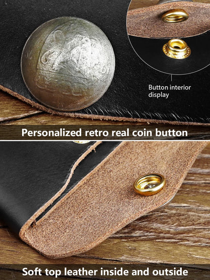 Handmade Genuine Leather Card Wallet & Coin Pouch