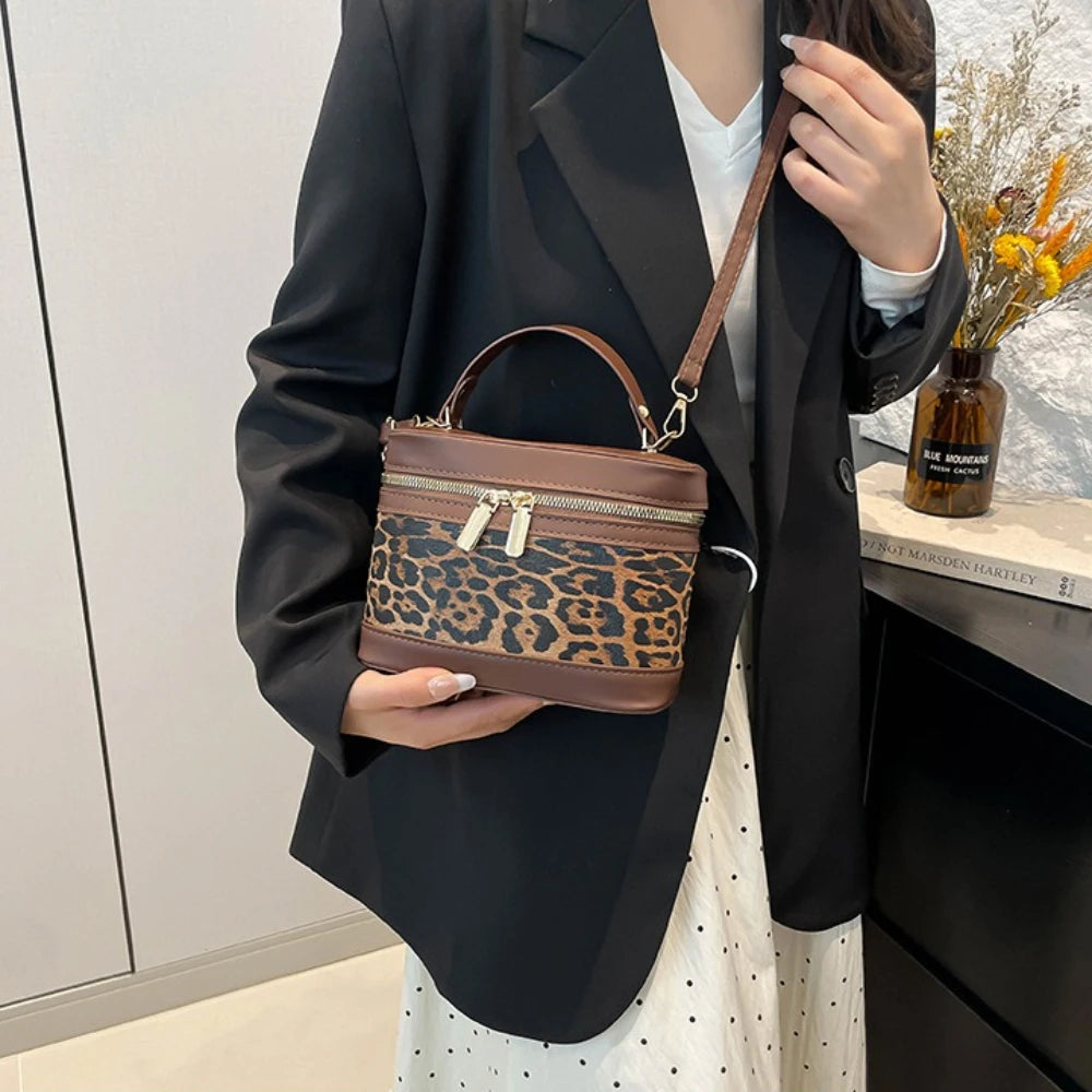 Leopard Print Bucket Bag – Women's Crossbody Shoulder Bag