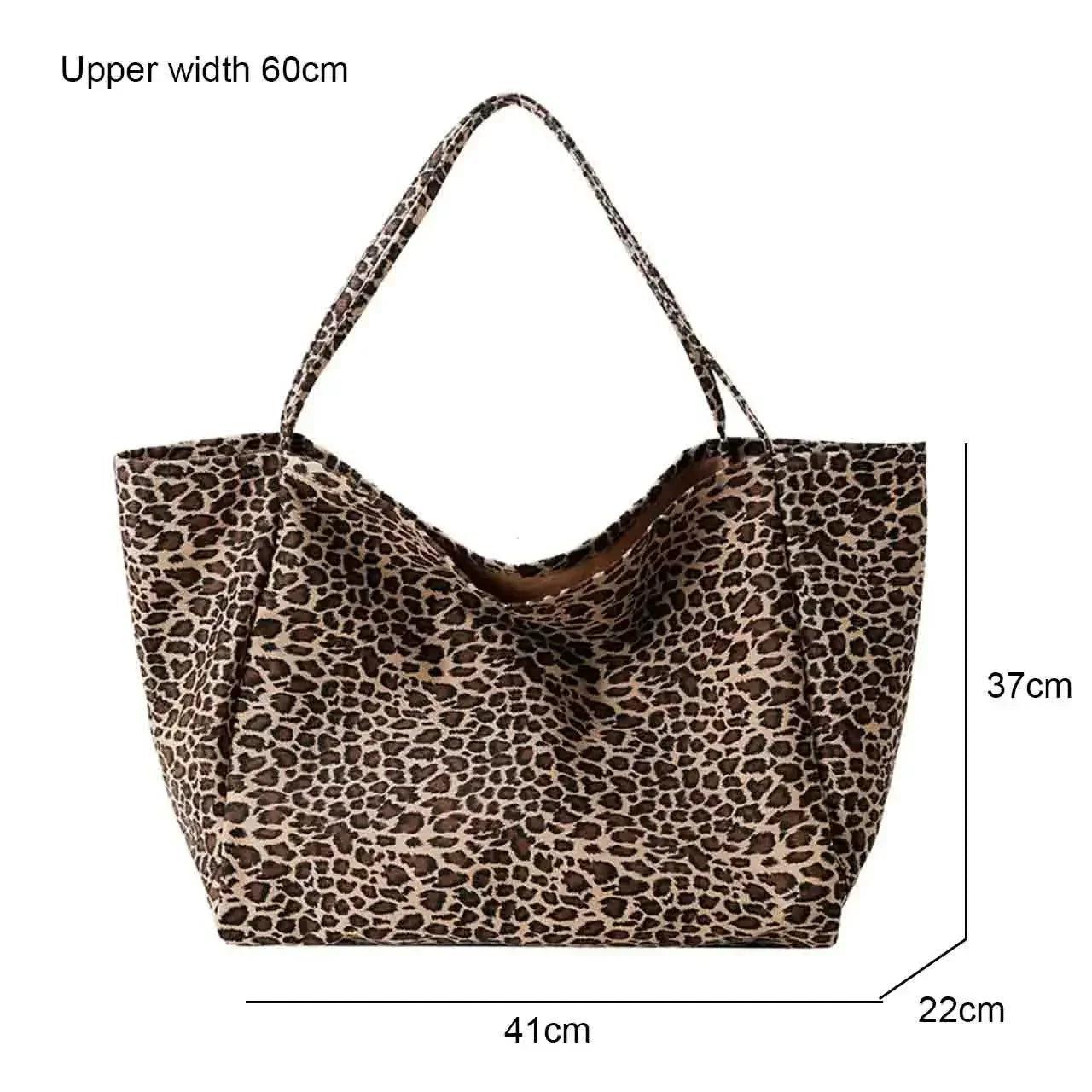 Leopard Print Canvas Tote Bag – Large Shoulder Handbag for Women