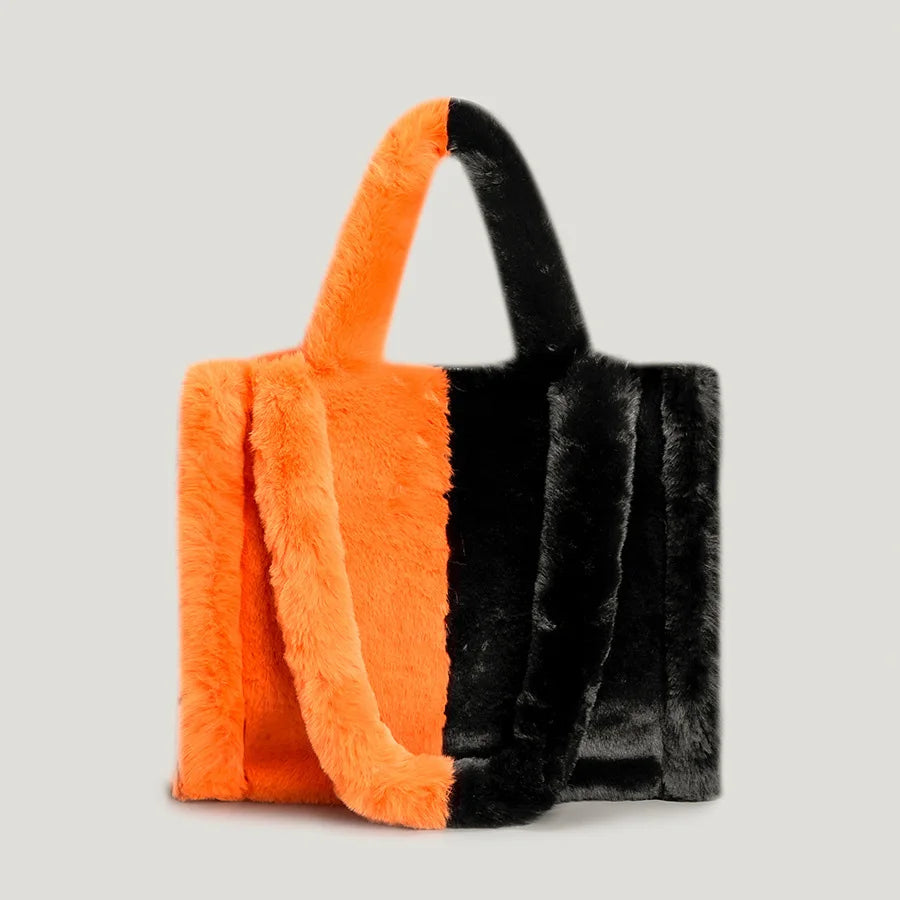 Large Tote Bag Luxury Faux Fur Women Handbags Designer Lady Hand Bags Fluffy Soft Plush Shopper Warm