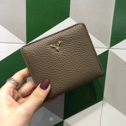 Women's Genuine Leather Small Wallet – Deer Button Bifold Purse