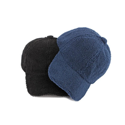 Fluffy Lamb Wool Baseball Cap – Warm Winter Hat