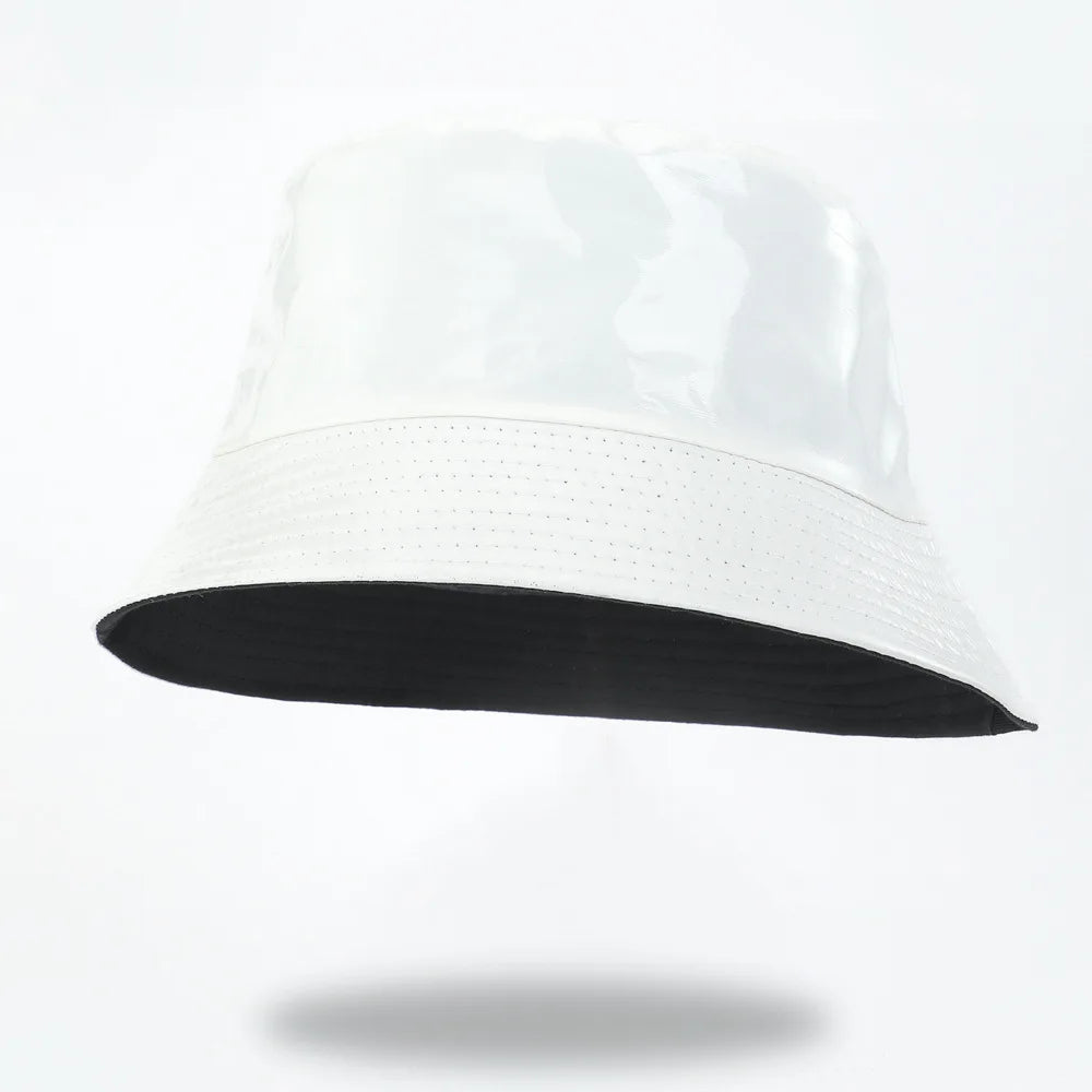 Reversible Faux Leather Bucket Hat for Women – Waterproof PU