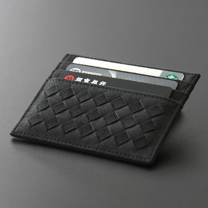 Hand-Woven Genuine Leather Card Holder Wallet for Men