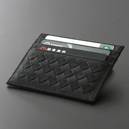 Hand-Woven Genuine Leather Card Holder Wallet for Men