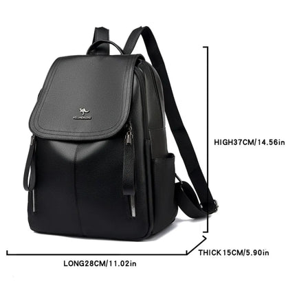 Women's PU Leather Backpack – Large Capacity Multi-Pocket School Bag