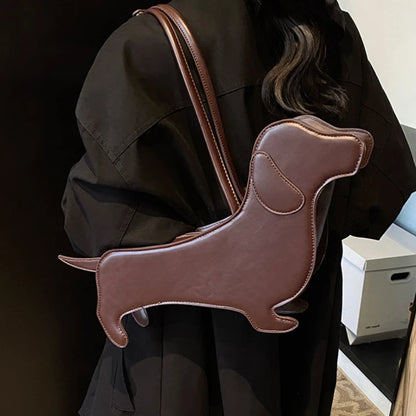 Dachshund Shoulder Bag – 3D PU Leather Novelty Handbag