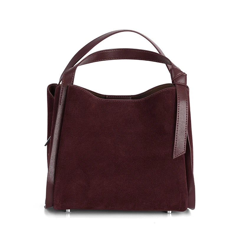 Women's Genuine Suede Leather Shoulder Bag – Luxury Designer Handbag