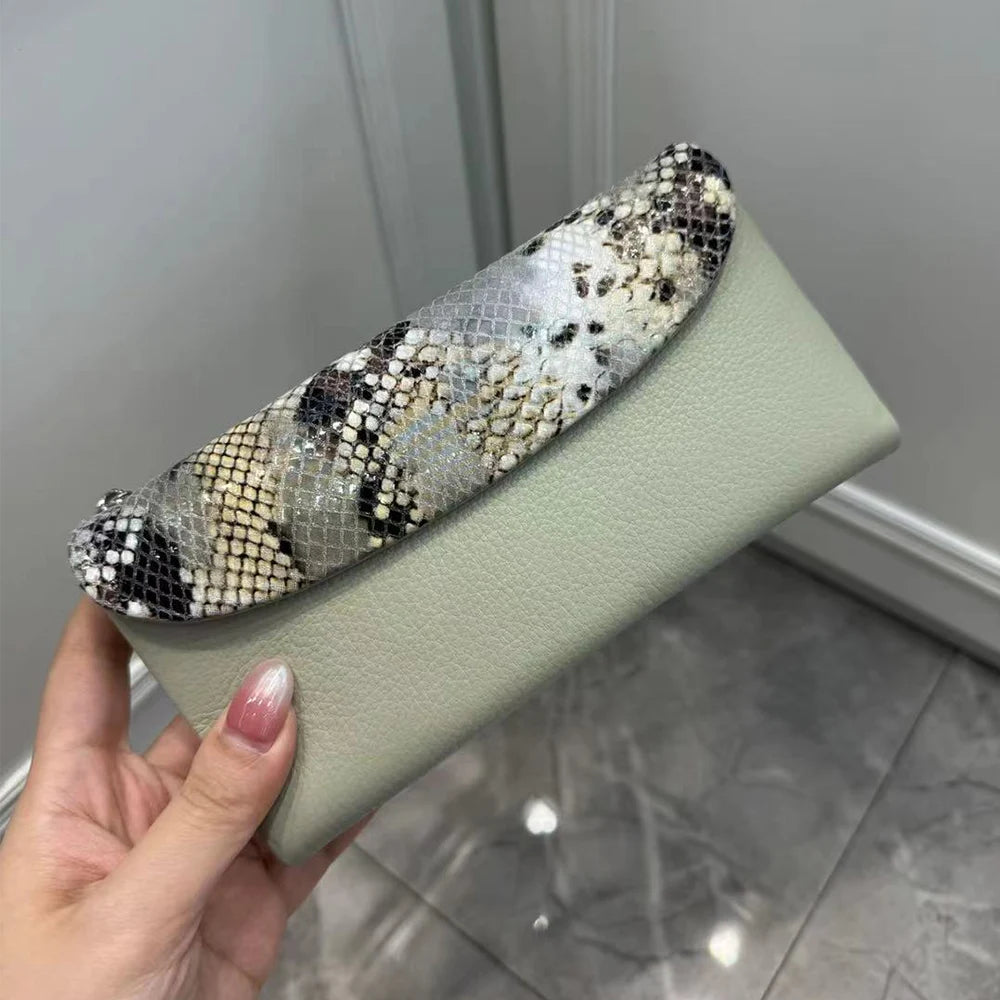 Python Pattern Genuine Leather Long Wallet for Women