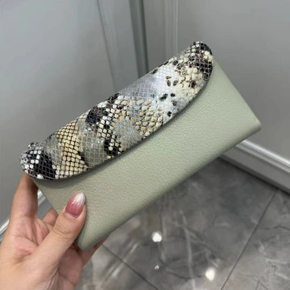 Python Pattern Genuine Leather Long Wallet for Women