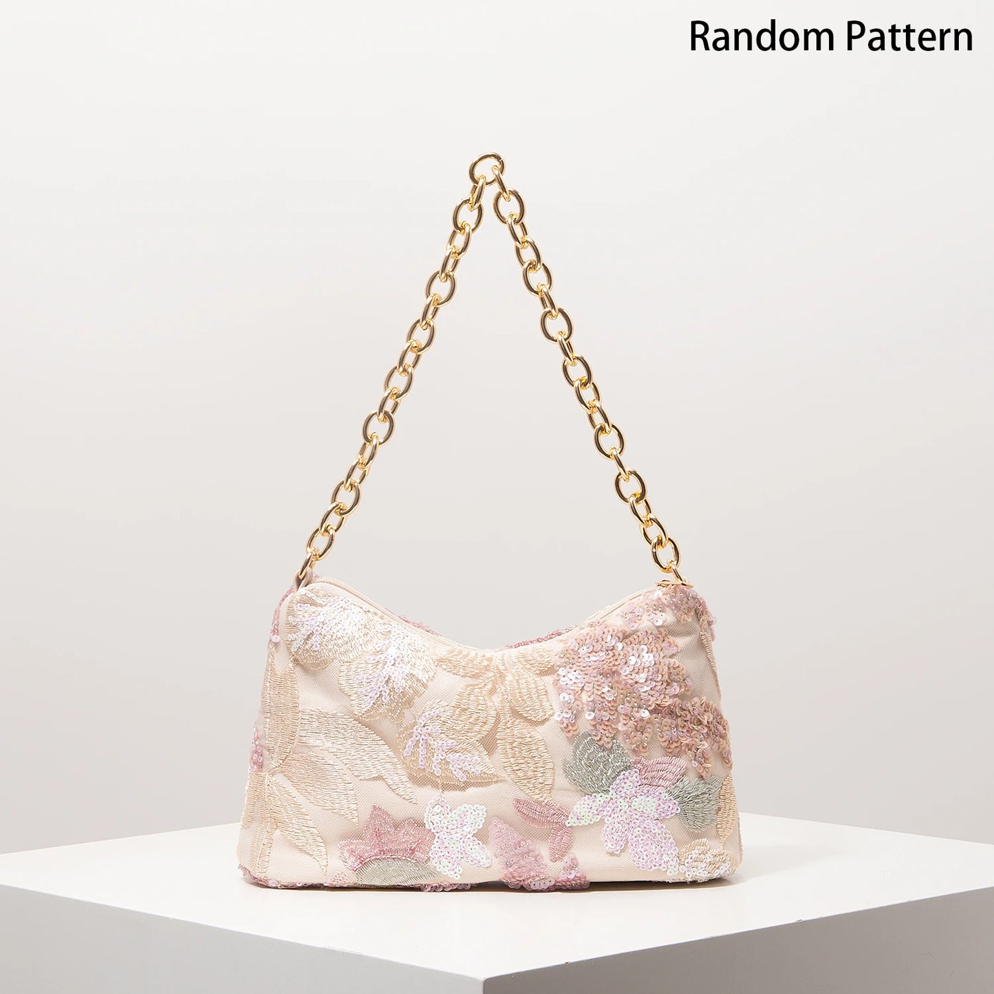 Floral Sequin Embroidery Shoulder Bag – Gala & Prom