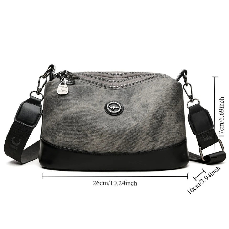 3-Layer Crossbody Bag for Women – Soft PU Leather Shoulder Bag