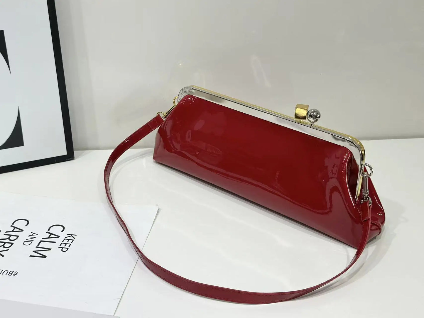 Style Hardware Clip Bag French Women S Pu Leather Single Shoulder Cross-Body Casual Handbag