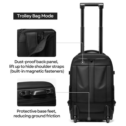 Vacuum Compression Travel Backpack with Wheels – Large Capacity Trolley Luggage Bag