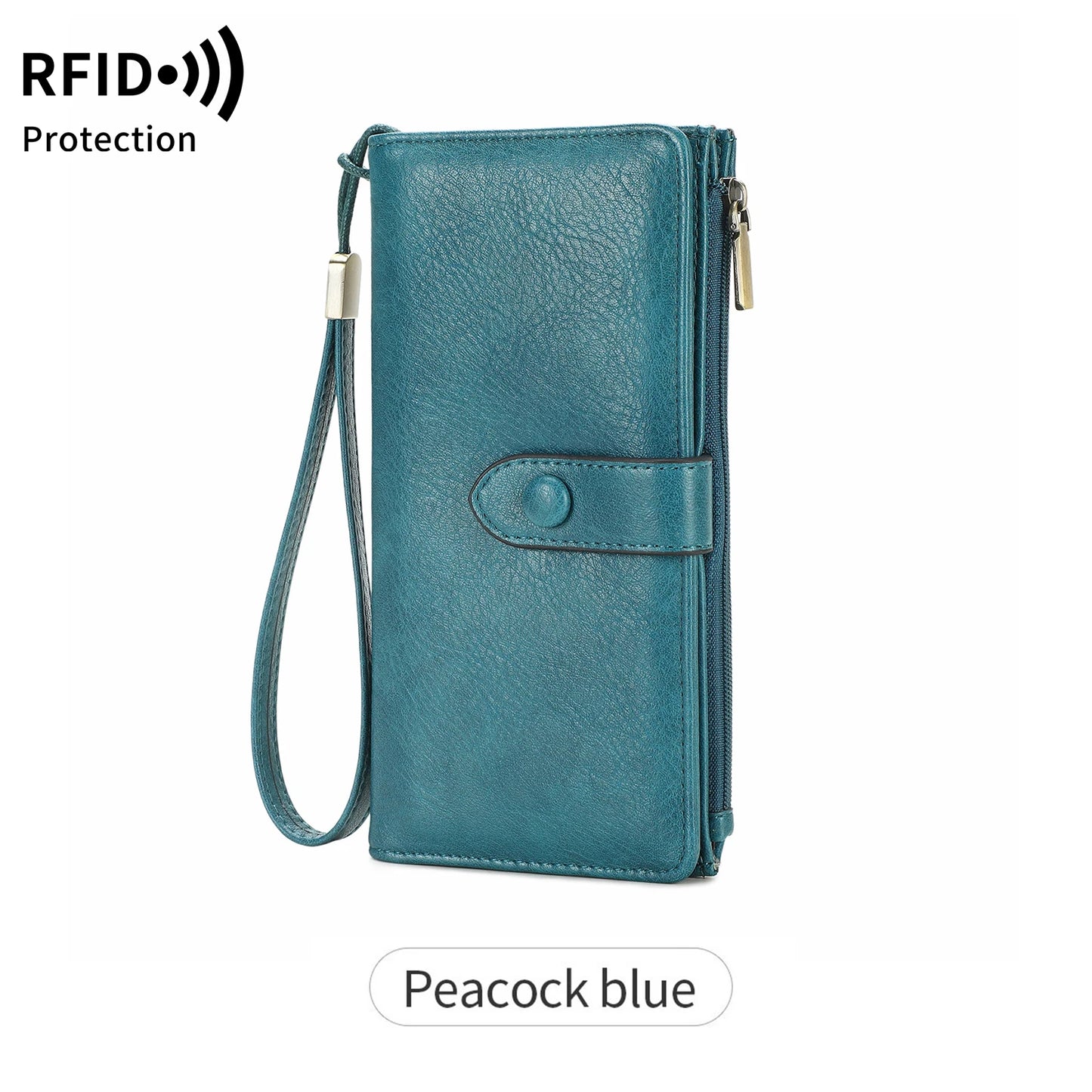 RFID Women's Long Wallet – Large Capacity PU Leather Organizer