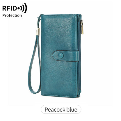 RFID Women's Long Wallet – Large Capacity PU Leather Organizer