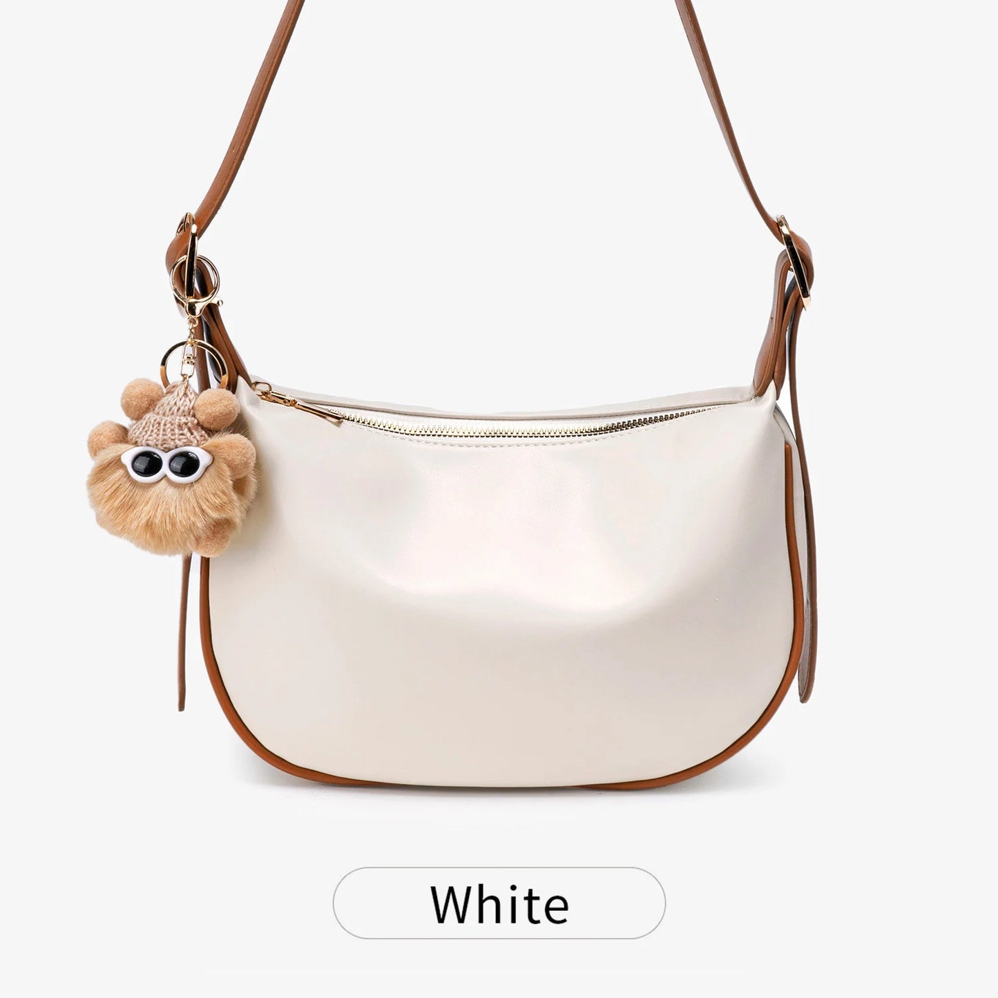 Dumpling Shoulder Bag – Women's Minimalist Crossbody with Charm