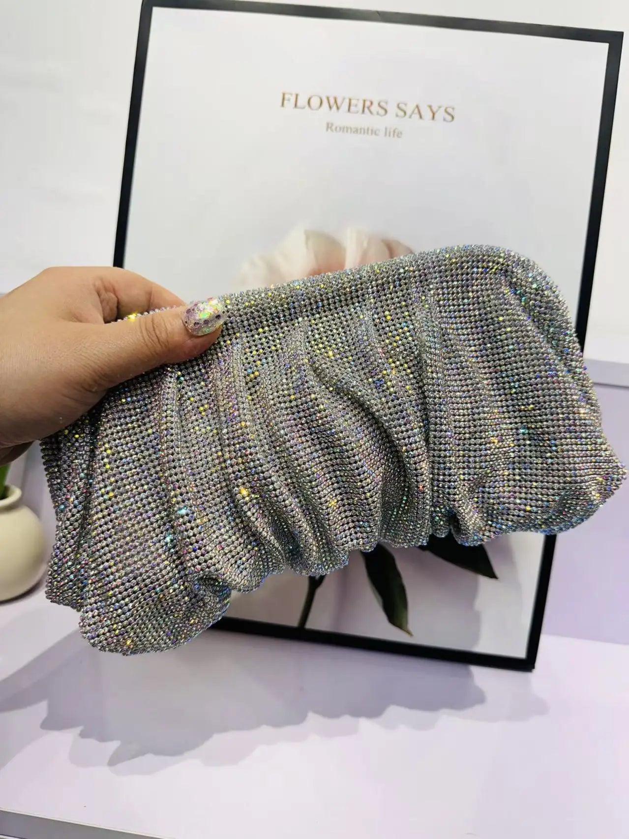 Diamond Evening Clutch Bag – Women's Crystal Party Purse
