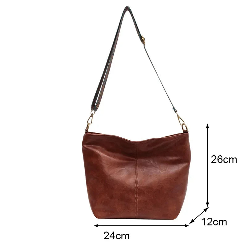Large Capacity Bucket Bag – Women's Soft PU Leather Shoulder Tote