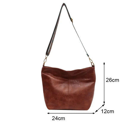 Large Capacity Bucket Bag – Women's Soft PU Leather Shoulder Tote