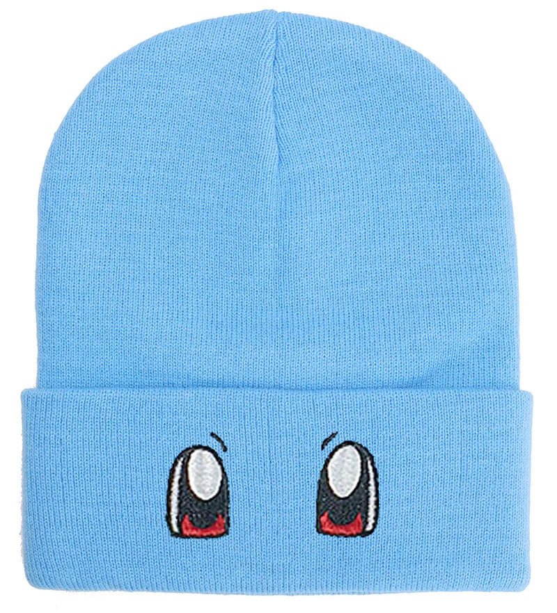 Unisex Cartoon Embroidered Big Eye Beanies Casual Hats Knitted Winter Warm Hat Hip Hop Skull Bonnet