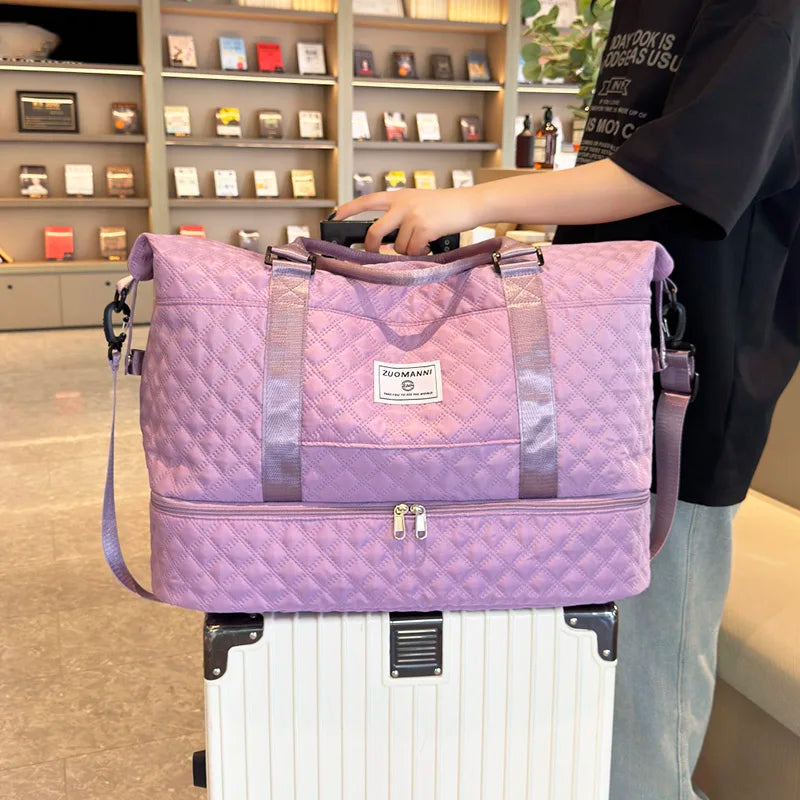 Large Capacity Weekender Duffel Bag – Quilted Gym & Travel Tote for Women