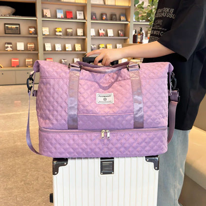 Large Capacity Weekender Duffel Bag – Quilted Gym & Travel Tote for Women