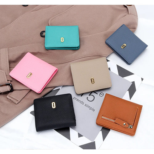 Women's Genuine Cowhide Leather Small Wallet with Multiple Card Slots