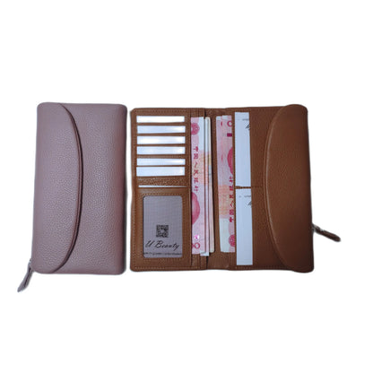 Genuine Cowhide Long Wallet for Women – Magnetic Clutch