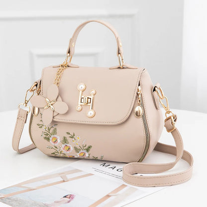 Embroidered Floral Crossbody Handbag for Women – PU Leather Shoulder Bag