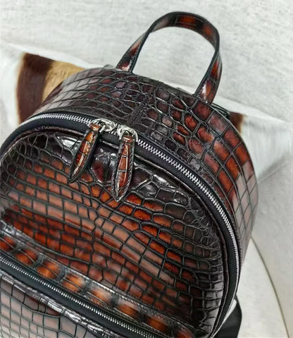 Crocodile Leather Luxury Backpack for Men & Women
