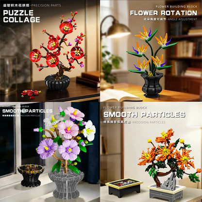 Botanical Flower Building Blocks Set – DIY Potted Plant Model