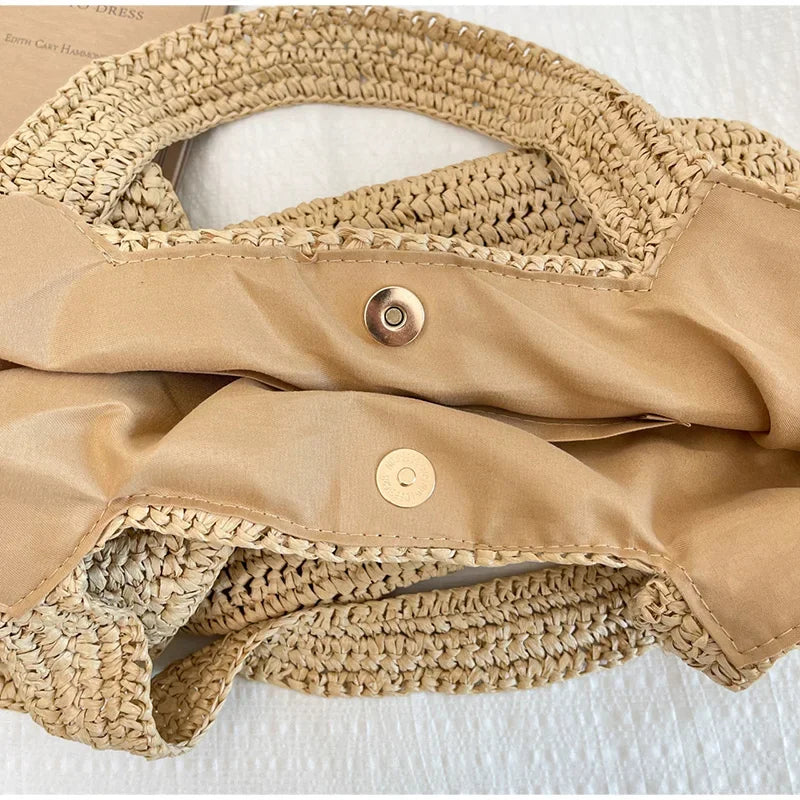 Elephant Woven Straw Tote Bag – Women's Handcrafted Summer Shoulder Bag