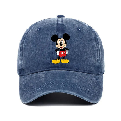 Cartoon Print Washed Baseball Cap – Unisex Vintage Snapback Hat