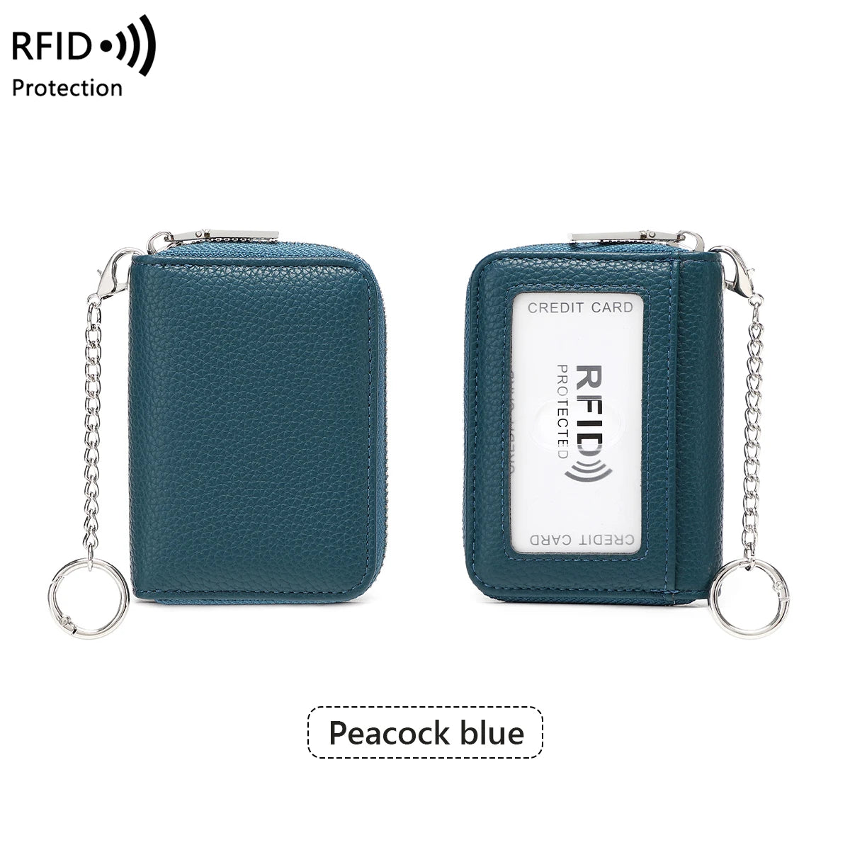 RFID Blocking Women's Accordion Card Holder Wallet with Key Ring