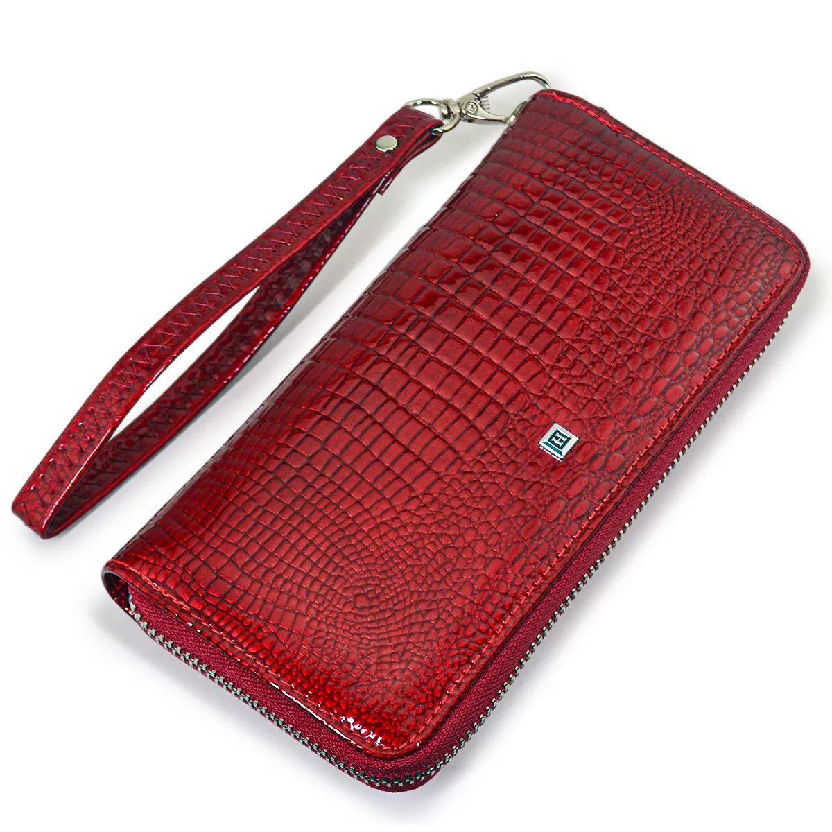 Women's Alligator Embossed Zipper Long Wallet – Wristlet Clutch with Card & Coin Slots