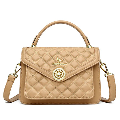 Quilted Crossbody Bag for Women – 3-Layer Leather Handbag