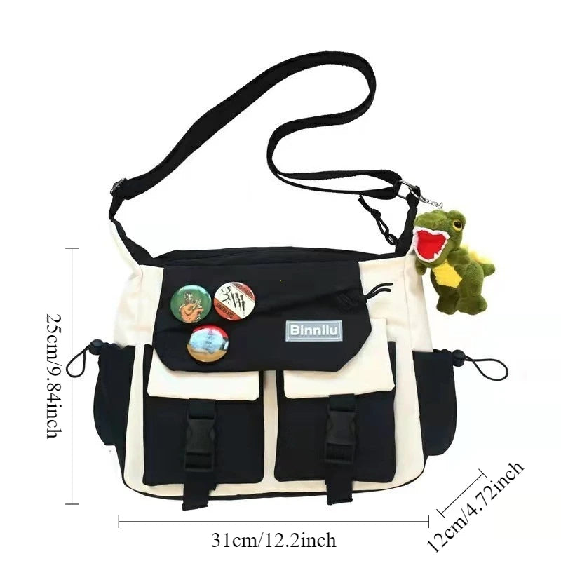 Harajuku Canvas Crossbody Messenger Bag for Men & Women