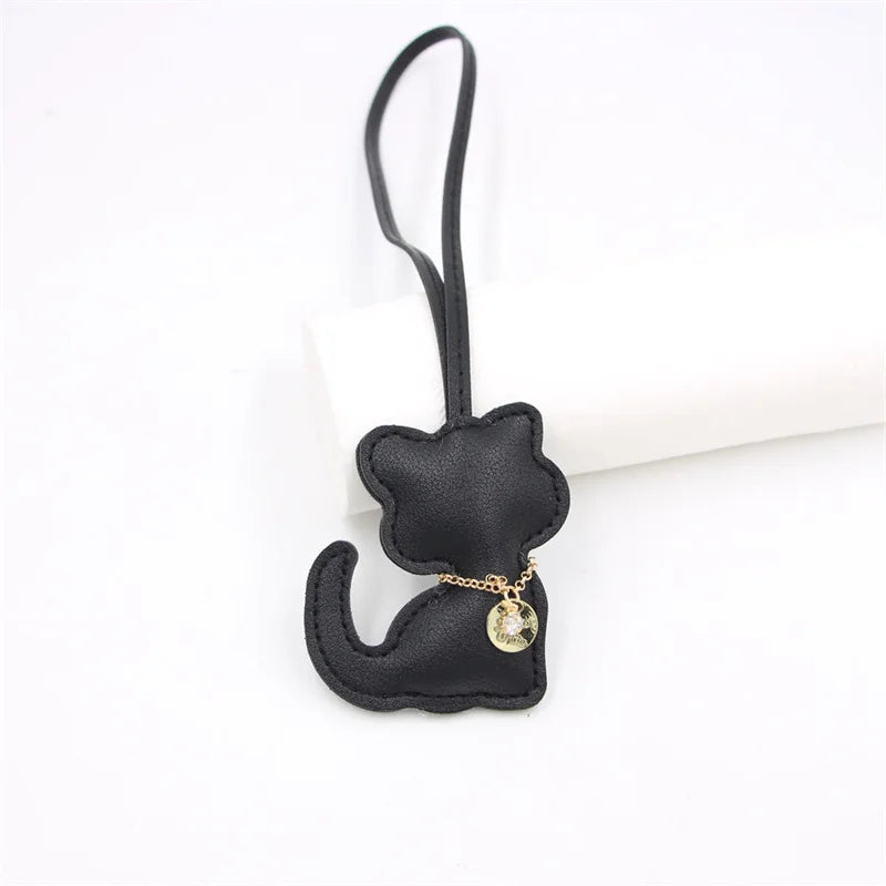 PU Leather Keychain Bag Charm Pendant – Cute Cat Star Design for Women