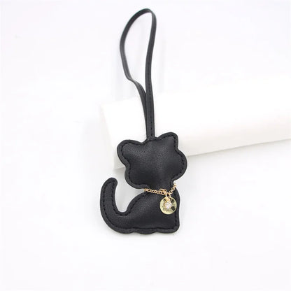 PU Leather Keychain Bag Charm Pendant – Cute Cat Star Design for Women