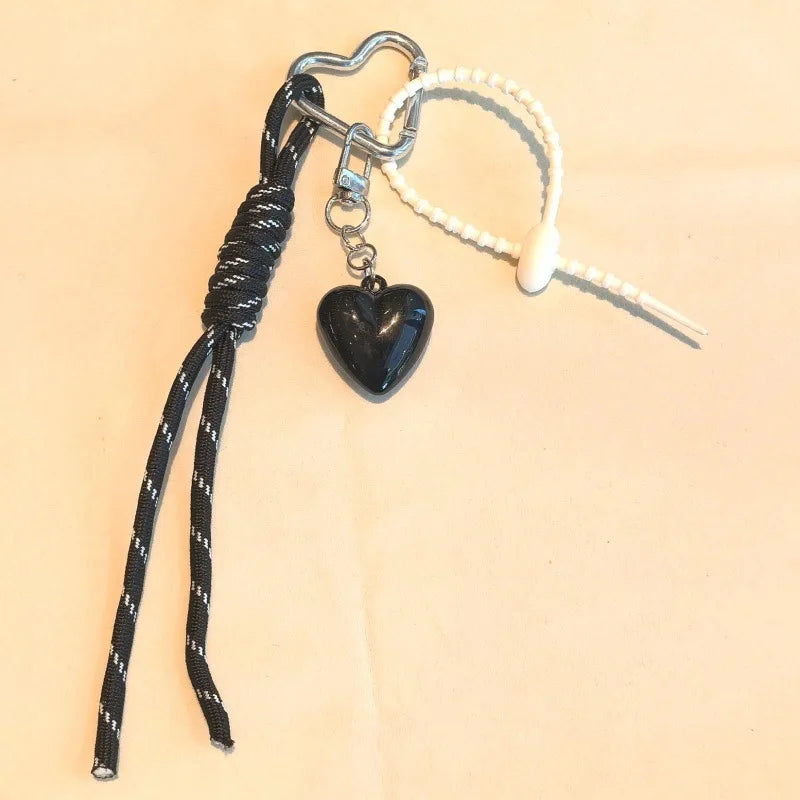 Heart Charm Keychain with Braided Rope – Bag Pendant & Phone Lanyard